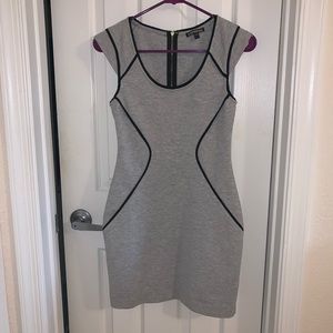 Express Gray Piped Bodycon Dress - Small